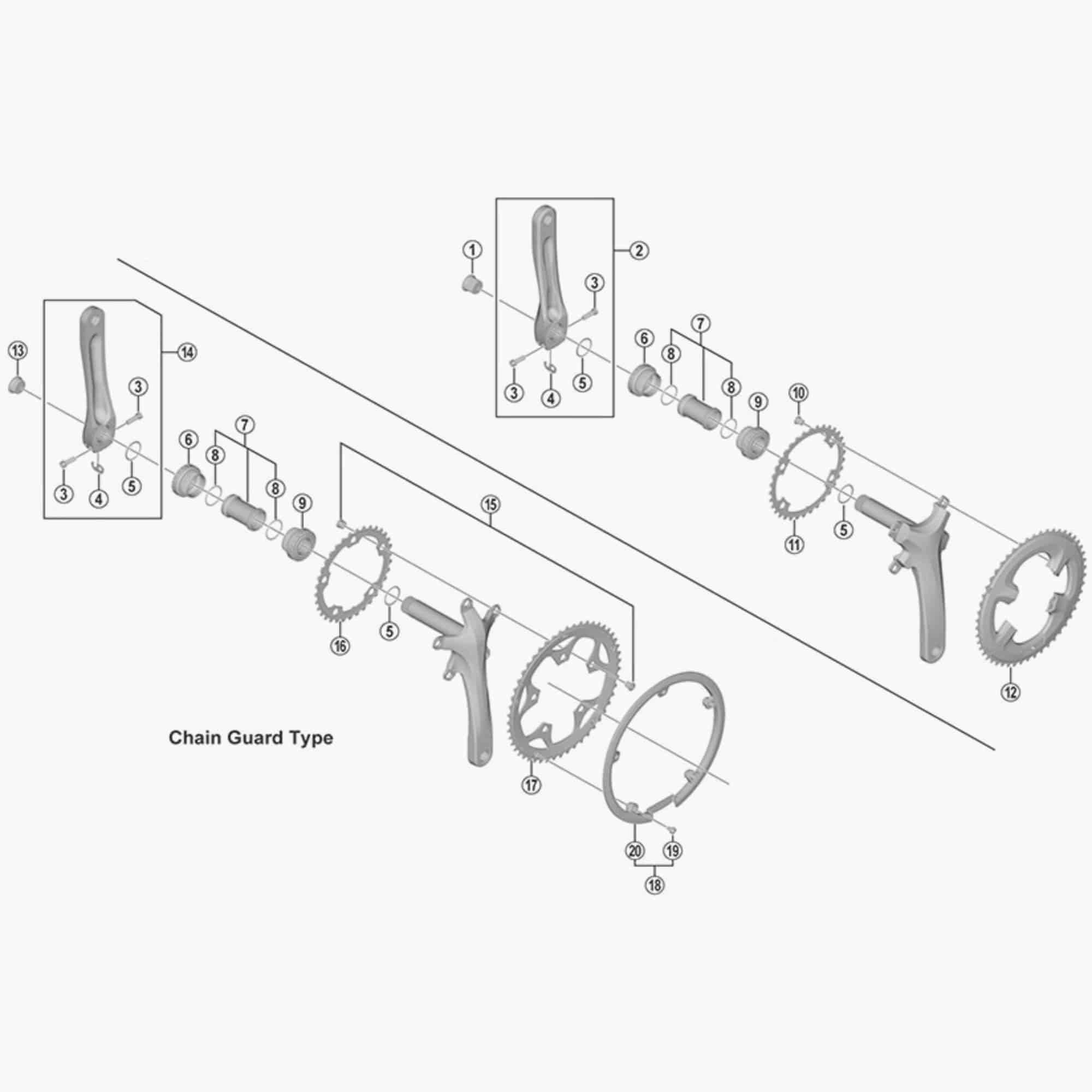 Shimano FC-4700 RS510 chainring fixing bolts, M8, 8.5mm, pack of 4, genuine spare components for bicycle cranksets.