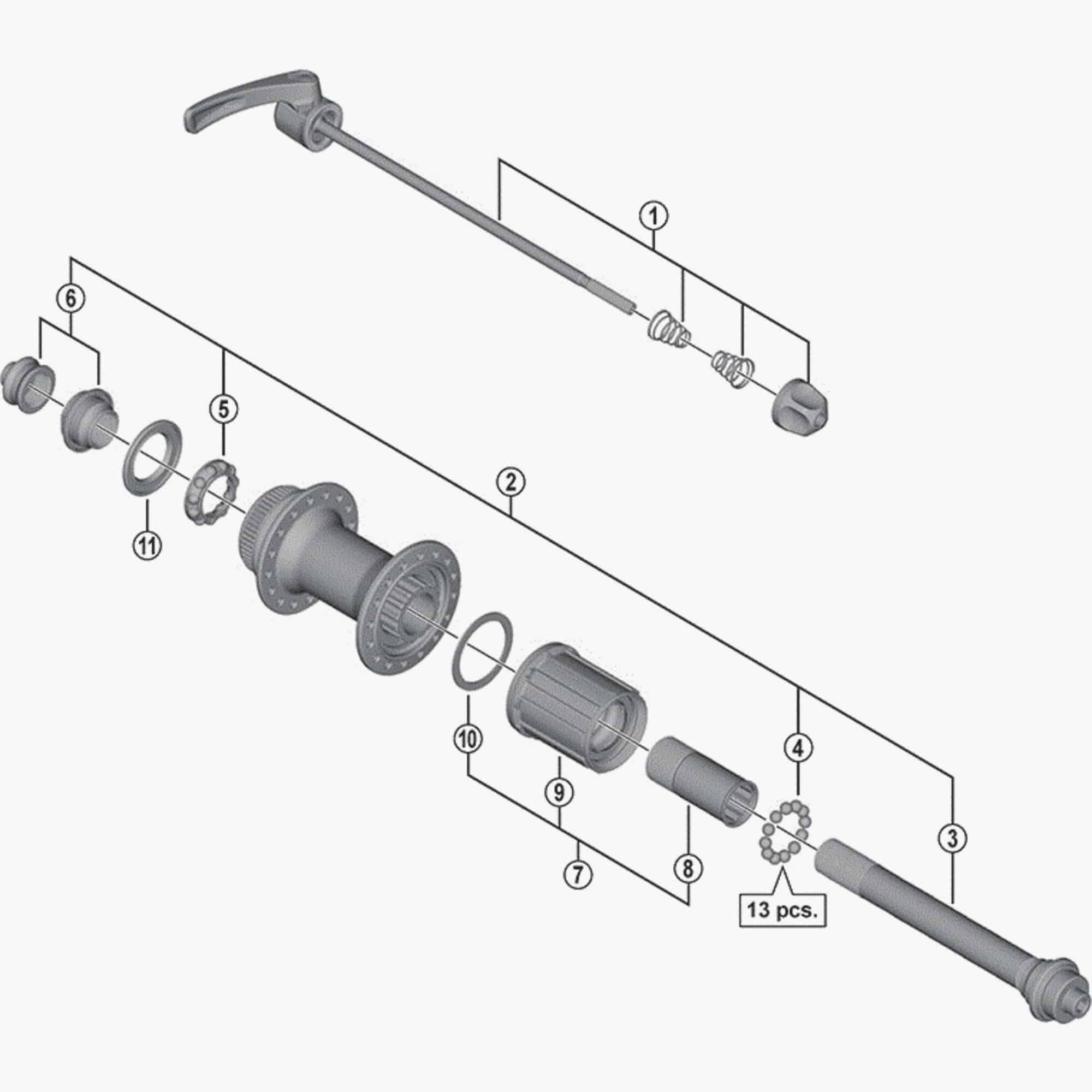 Shimano Fh-M785 Complete Hub Axle