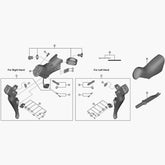 Shimano ST-R8050 lever axle and E-ring replacement spares for precise shifting components, shown in a close-up image.