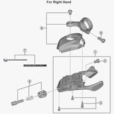 Shimano SL-M9100 right hand shifter inner hole cap replacement component for bike shifters showing the small black cap.