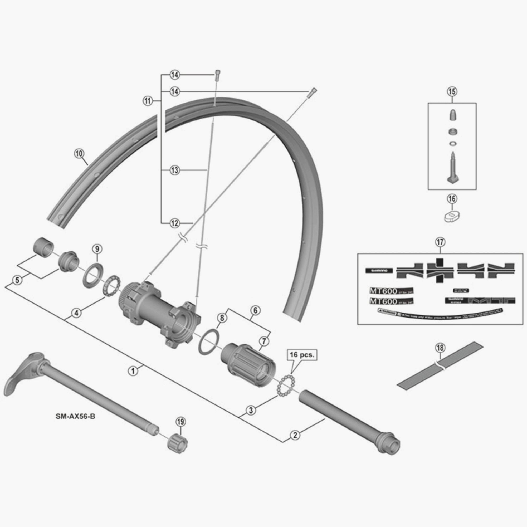Shimano WH-MT600-TL-R12 right hand spoke, 281mm, genuine replacement component for mountain bike wheels.