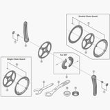 Shimano SM-CRE50 44T double chainring cover with fixing bolt for e-bike components, shown in close-up.