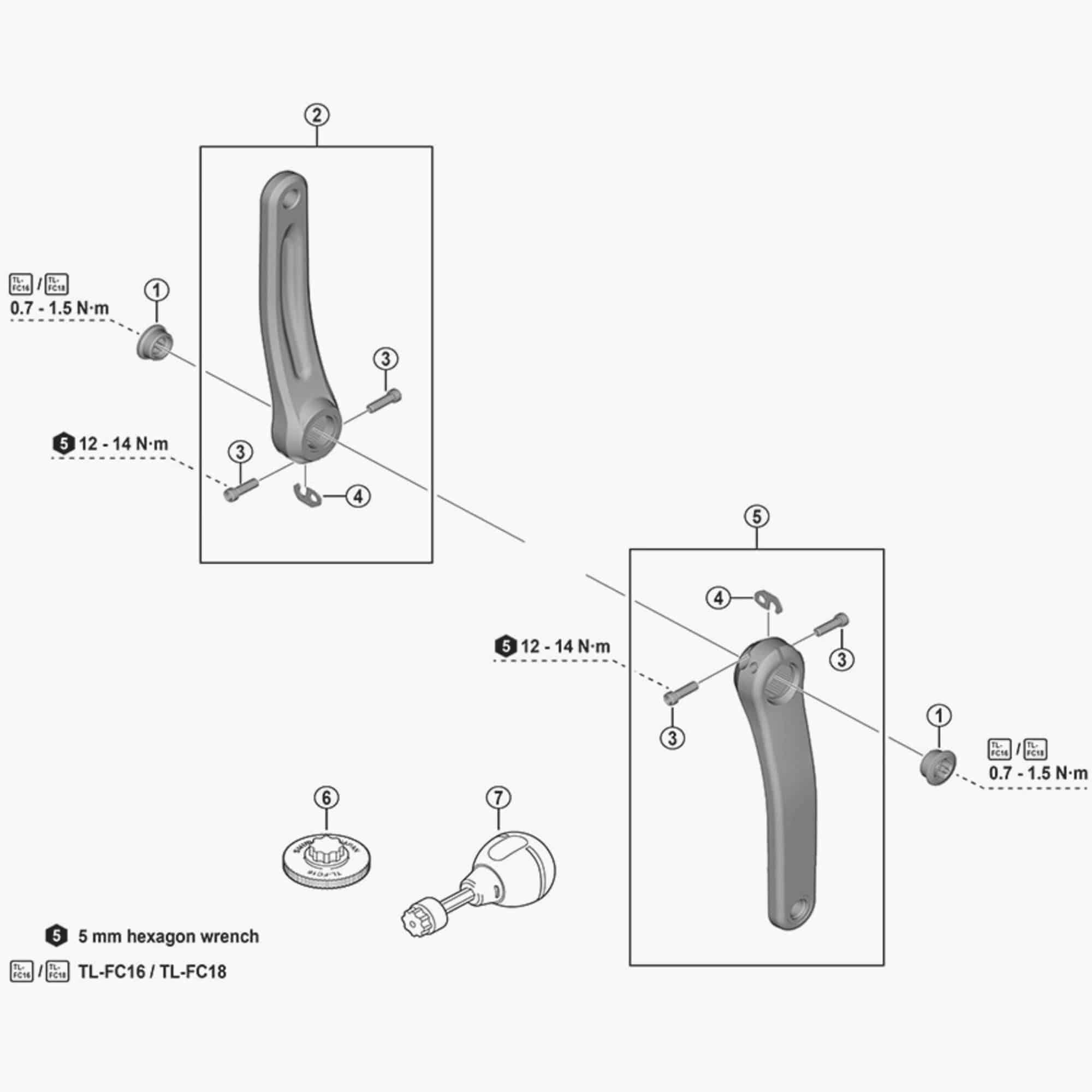 Shimano FC-M8100 crank arm fixing bolt for crankset replacement, genuine Shimano spare part, metal bolt with threading visible.