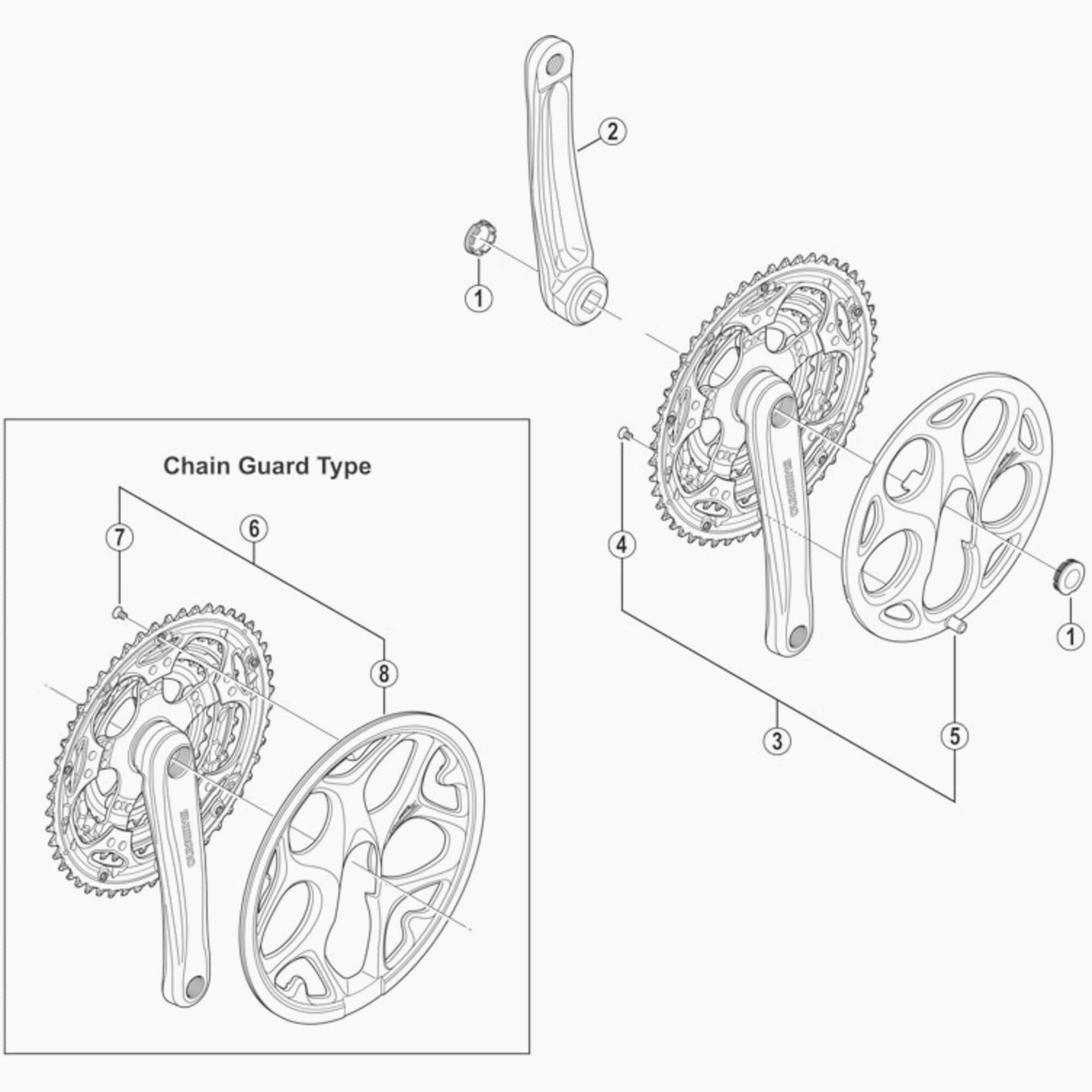 Shimano FC-M131 crank arm cap replacement, genuine spare part for Shimano cranksets, close-up view of the component.