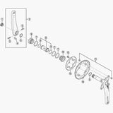 Shimano FC-M785 double gear fixing bolts and nuts, M8 x 7mm replacement components for bicycle drivetrain maintenance.