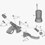 Shimano Spares BL-M8100 clamp bolt and O-ring for bike brake repair, showing the small metal bolt and rubber O-ring.
