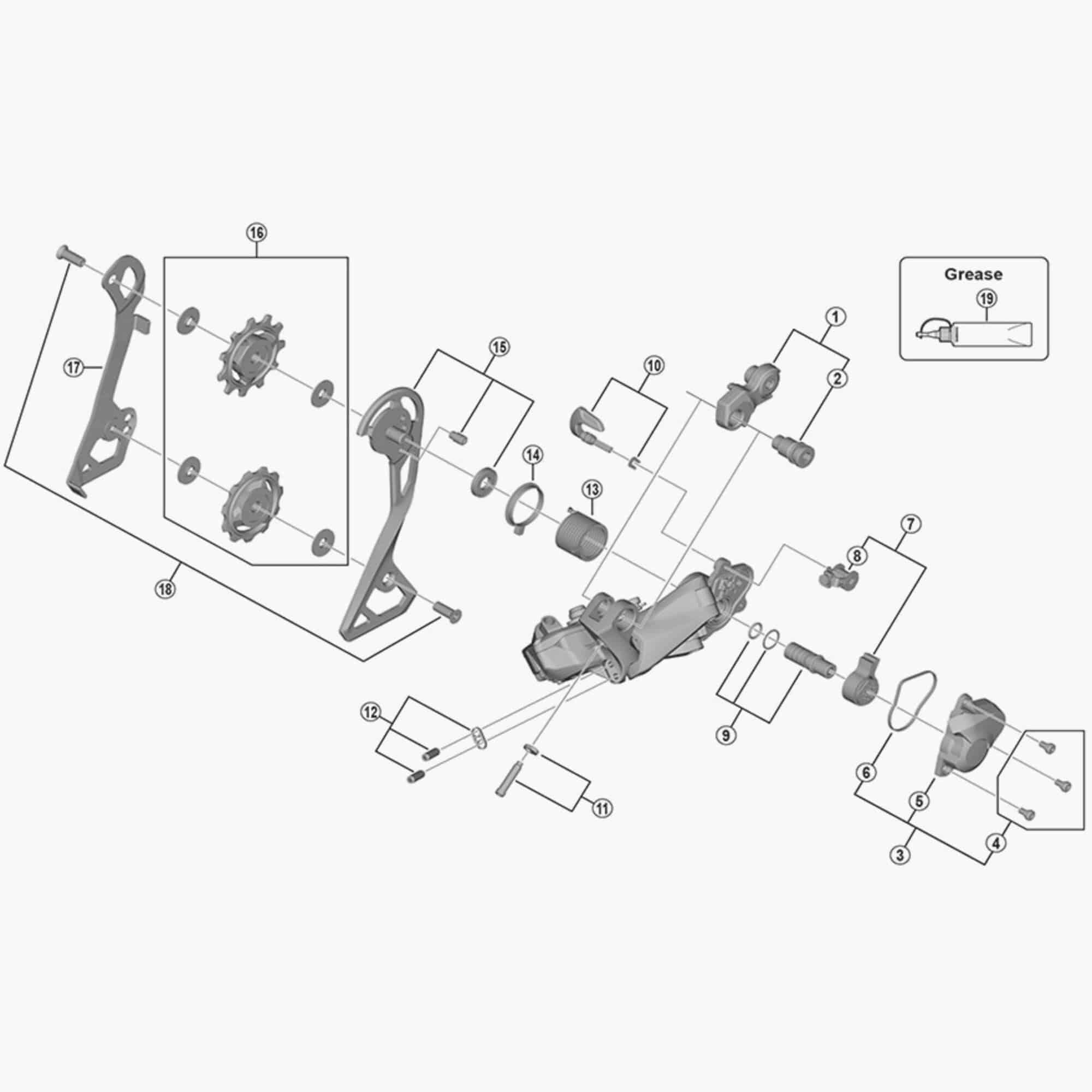 Shimano RD-RX805-GS rear derailleur outer plate assembly for bike components, replacement part for Shimano Spares.