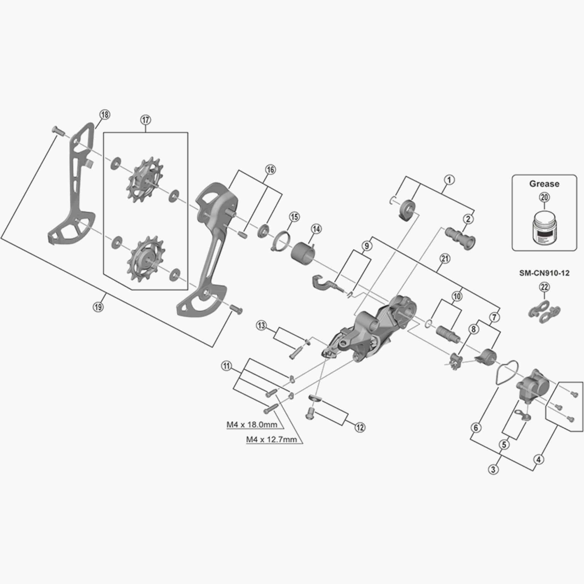 Shimano RD-M8120 gear shifter lever unit with fixing plate, genuine replacement component for mountain bike gear systems.