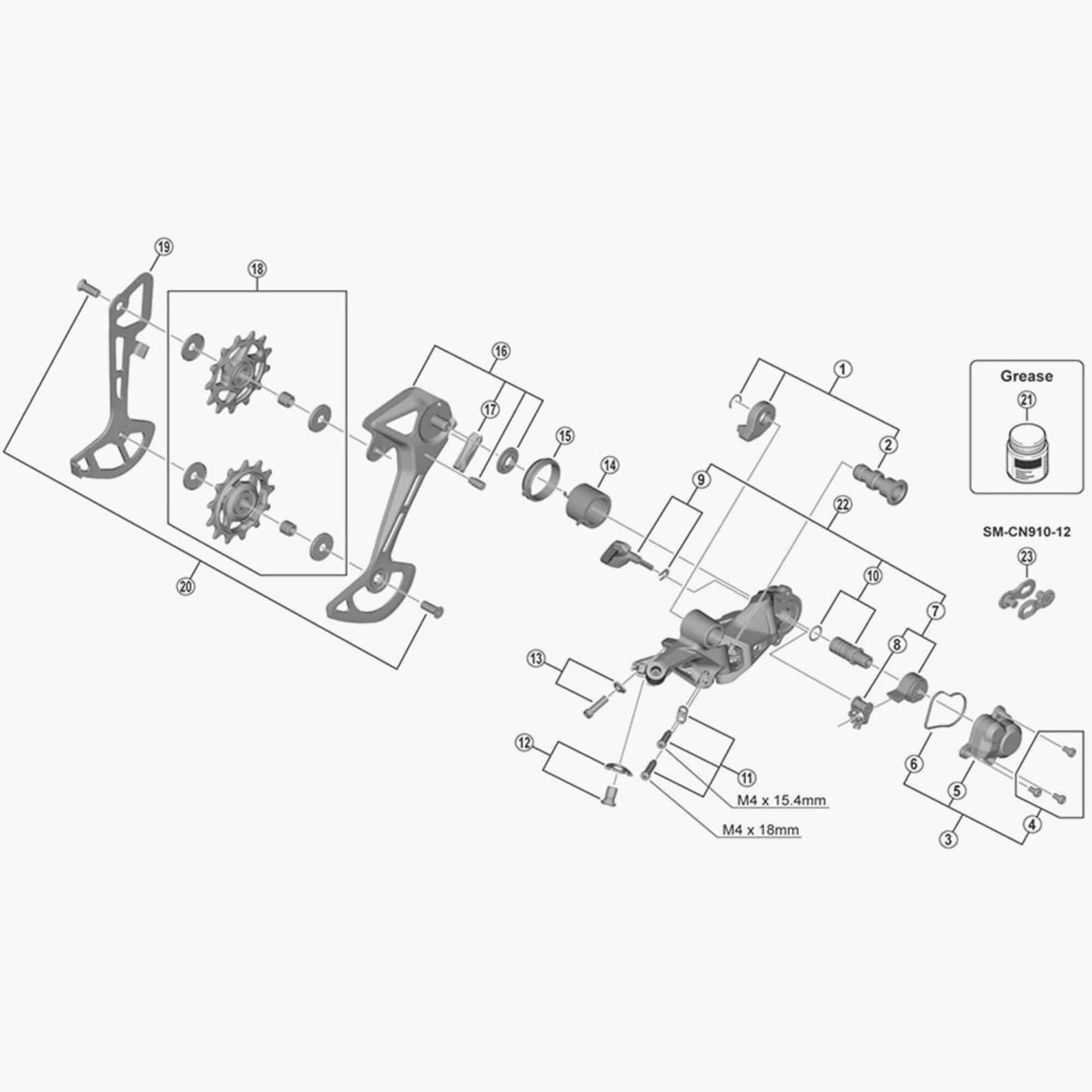 Shimano RD-M7100 derailleur P-cover unit replacement part for rear derailleur components.