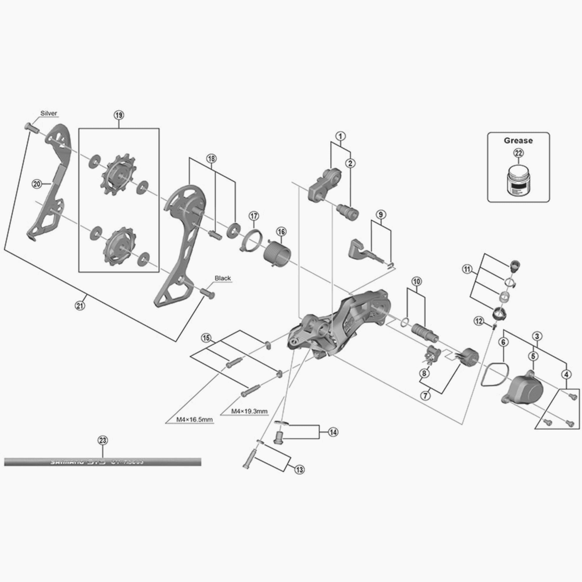 Shimano Spares RD-RX812 rear derailleur P-cover unit, replacement component for bicycle drivetrain.