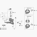 Shimano FD-R9100 front derailleur adjustment bolts and B-Type flat plate replacement components for bike gear shifting.