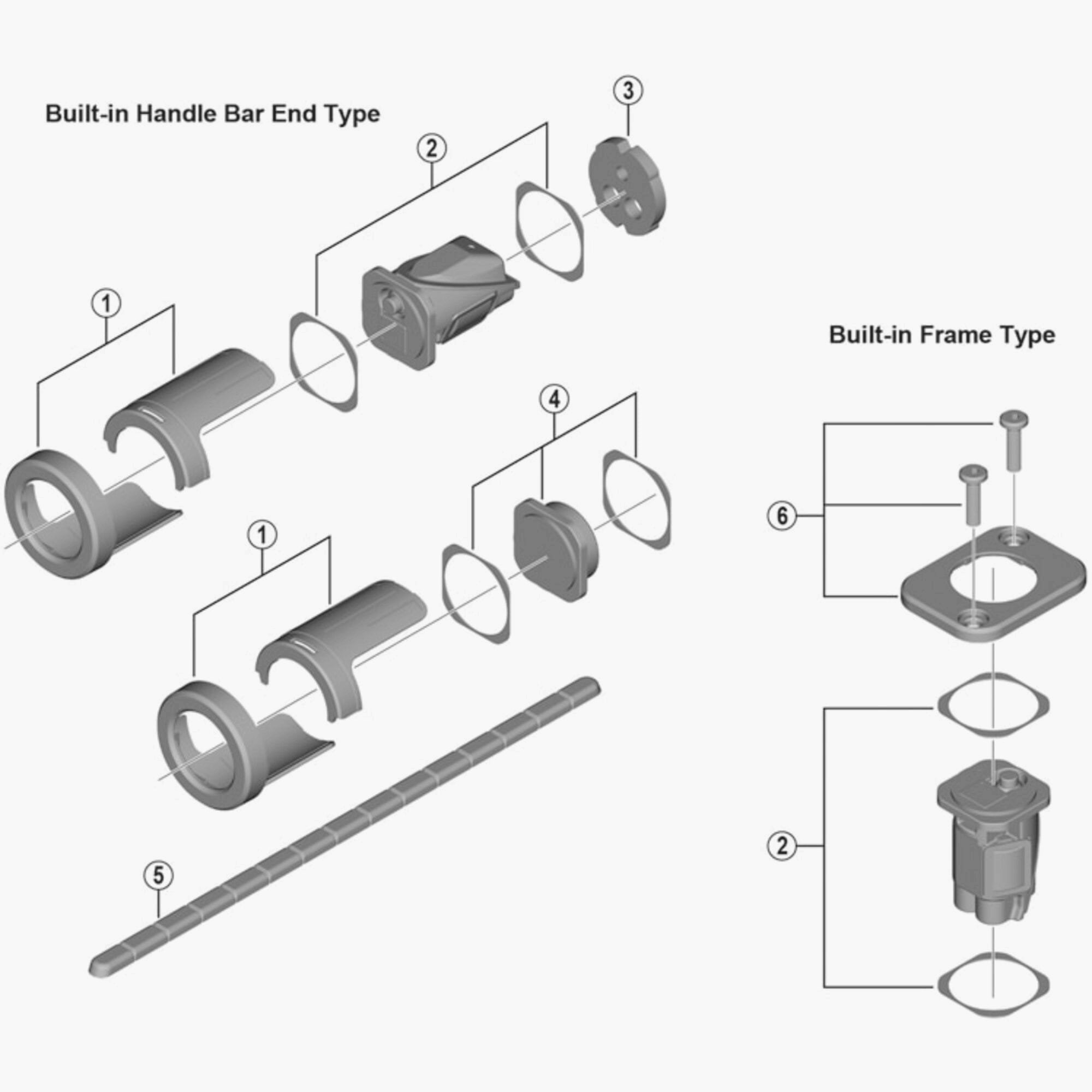 Shimano EW-RS910 handle holder A and B components for brake system replacement, showing close-up of parts.