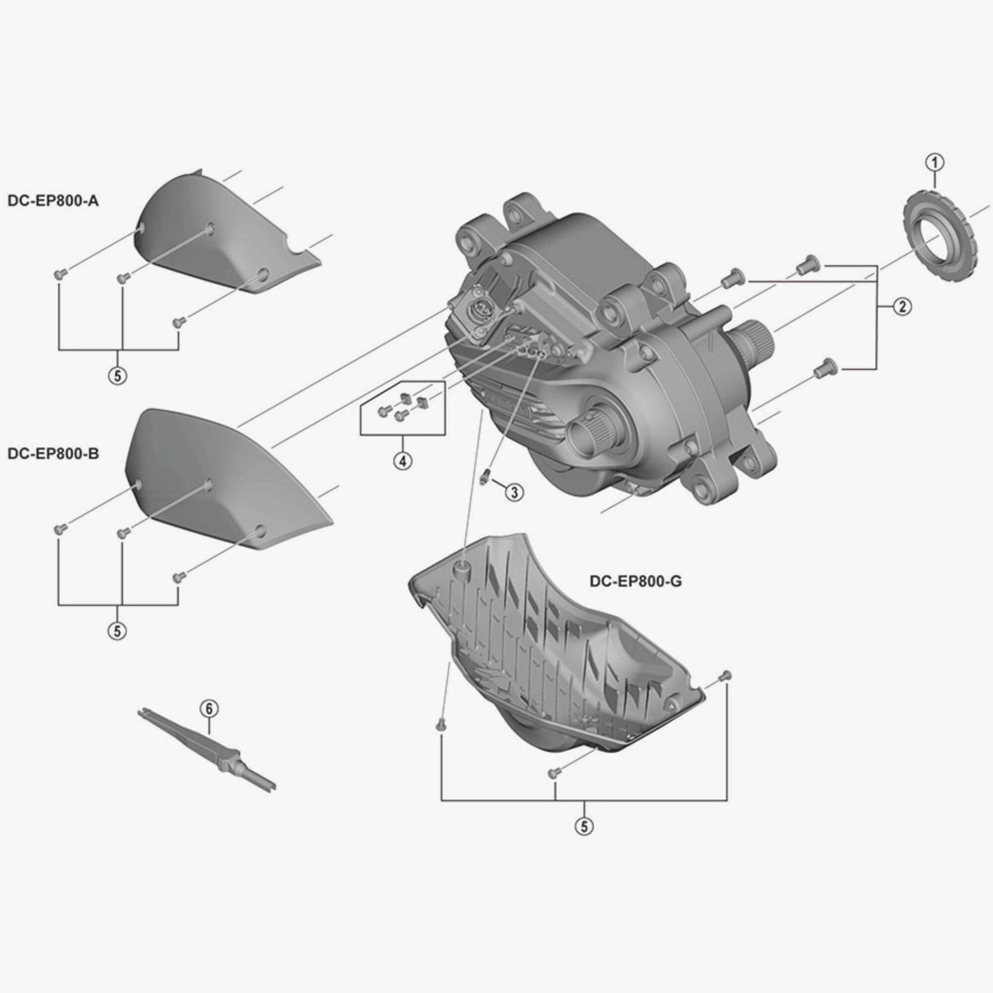 Shimano Spares DU-E6100 lock ring for e-bike transmission, close-up of the replacement component on a white background.