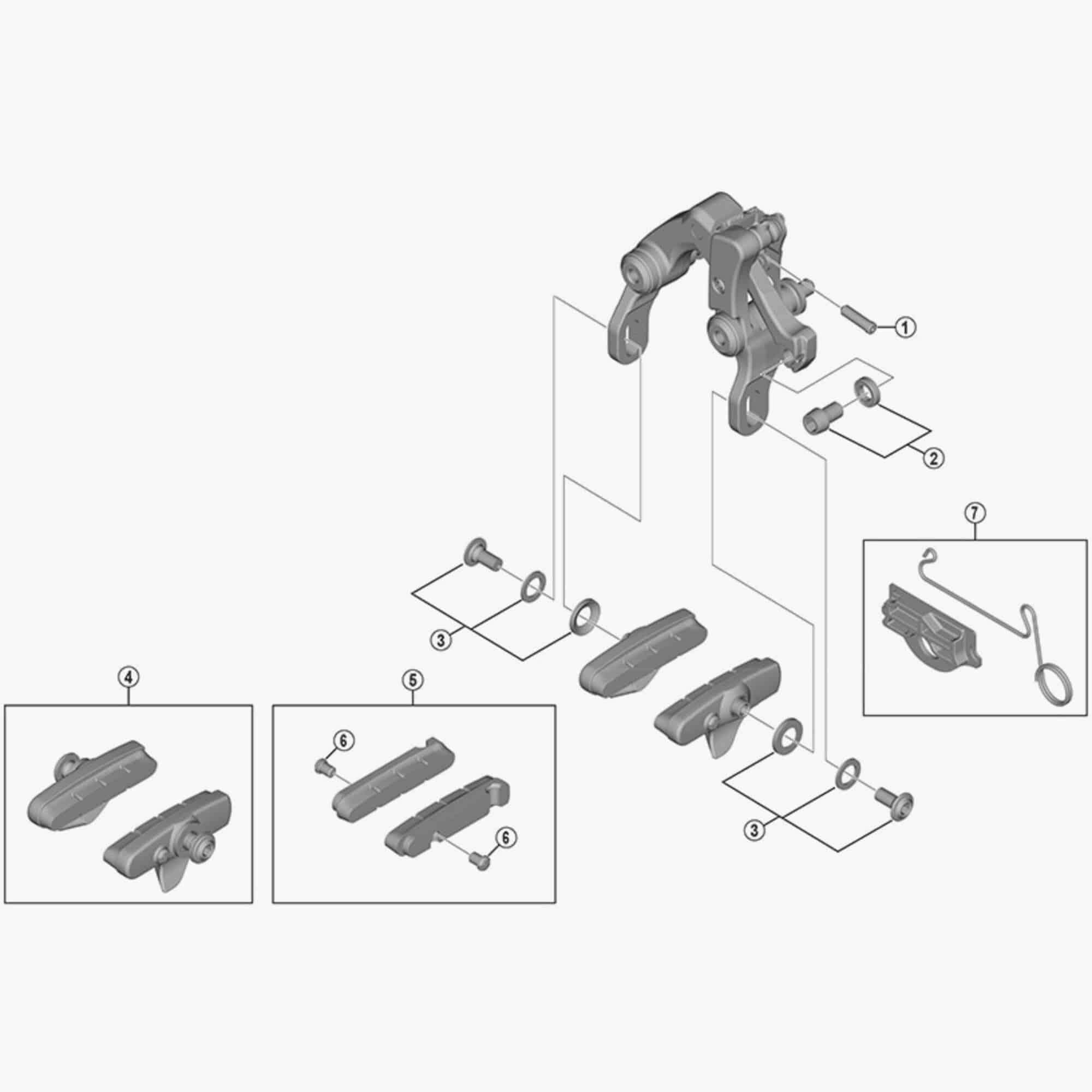Shimano BR-R7010-R brake cable fixing bolt and plate replacement component for bicycle brake system.
