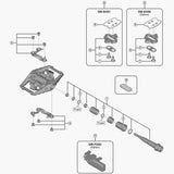 Shimano PD-M9100 left hand pedal axle assembly, genuine replacement component for mountain bike pedals.