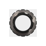 Shimano FC-M6100-1 lock ring and washer replacement for crankset maintenance, shown in close-up view.