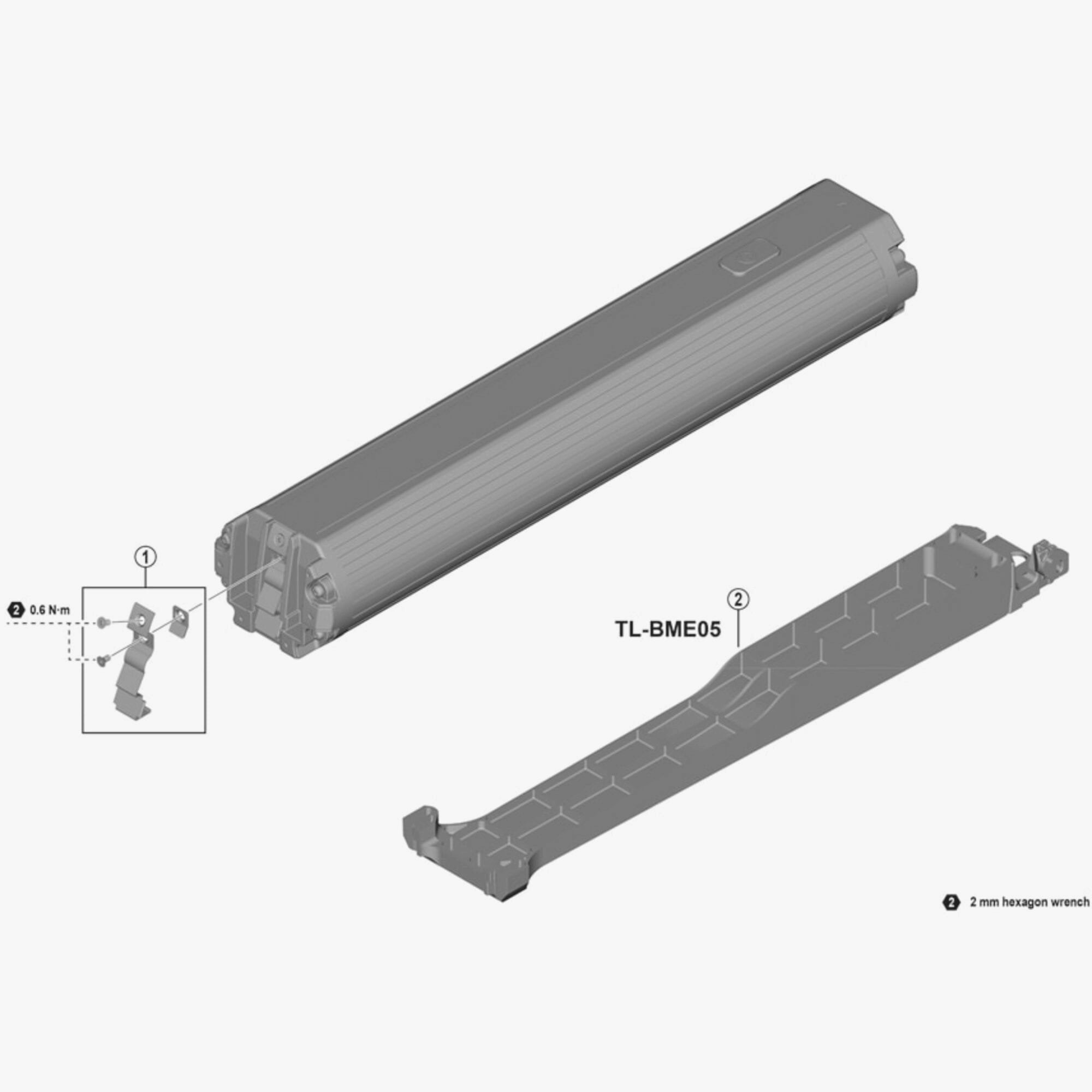 Shimano Spares BT-E8035 double latch unit for e-bike battery connection, showing metal latch mechanism and electrical contact points.