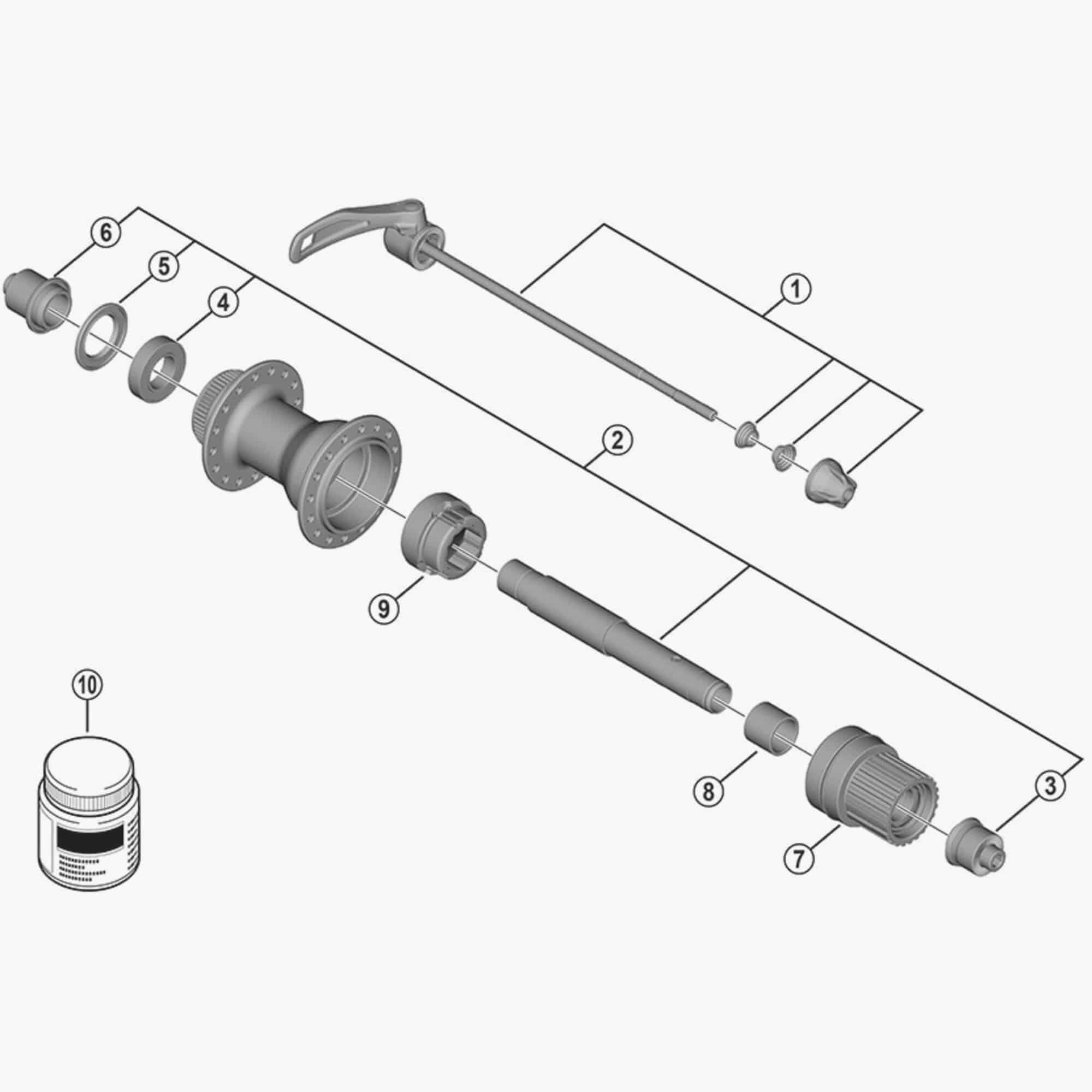 Shimano FH-MT401 right hand cap unit, genuine replacement hub component for bike wheel assembly.