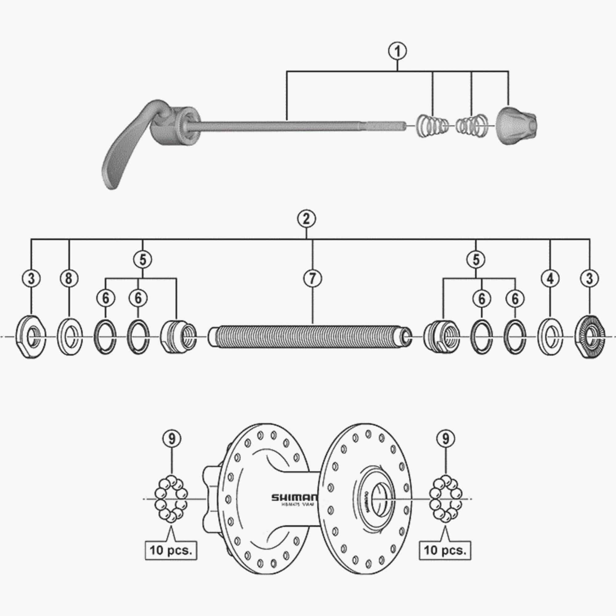Shimano Hbm475 Comp Axle 108Mm Hub Spares