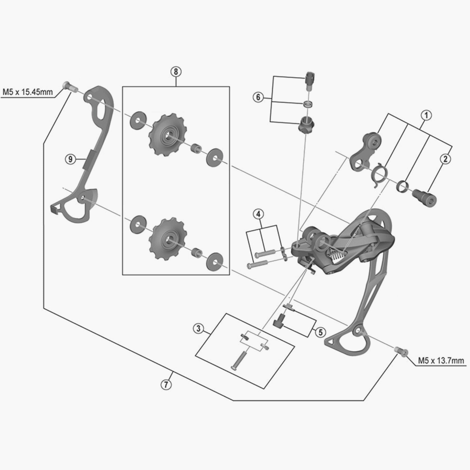 Shimano Spares RD-M4000 rear derailleur pulley bolt set for smooth shifting on bicycle components.