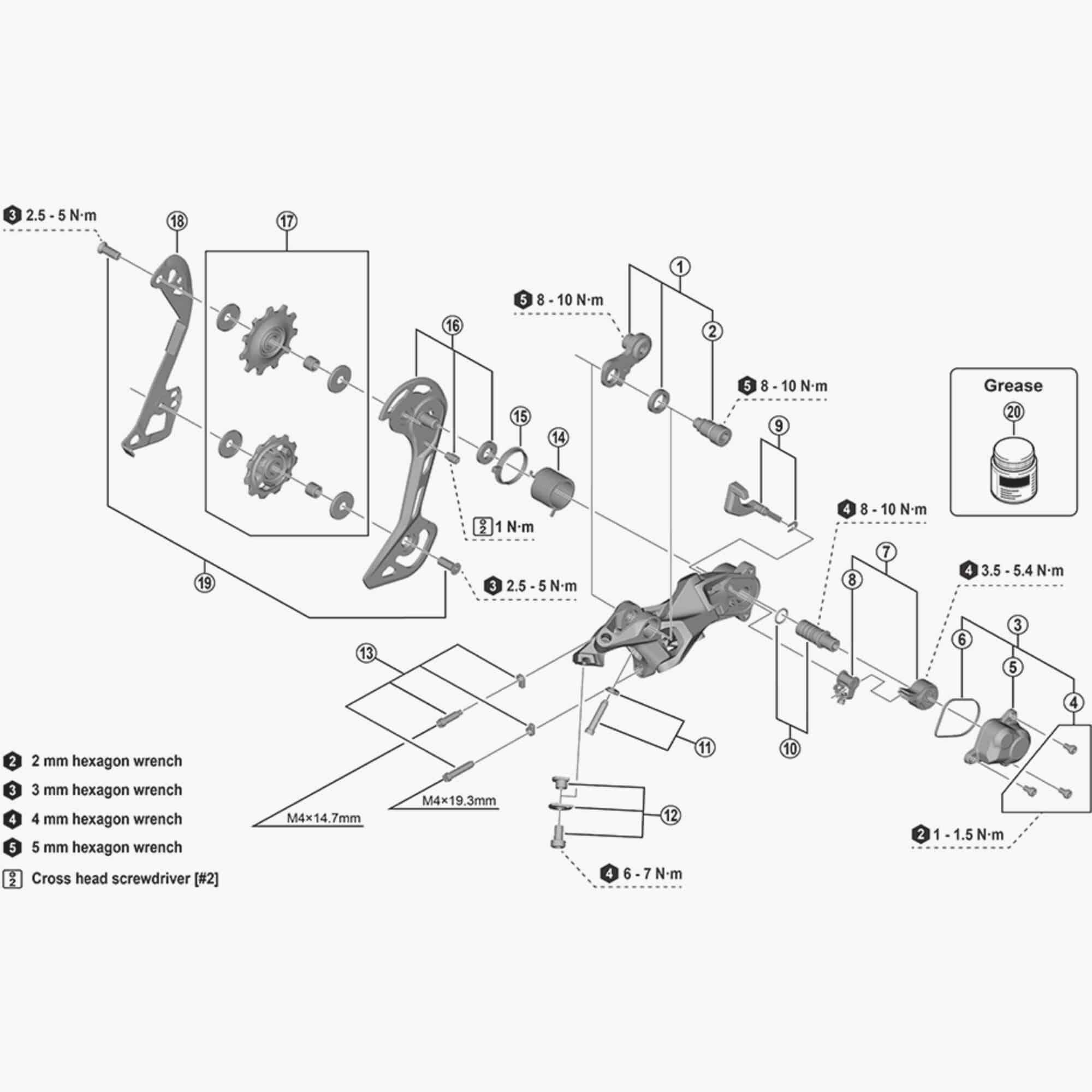 Shimano RD-M5120 SGS-Type right outer plate assembly for derailleur replacement, showing detailed bike component part.