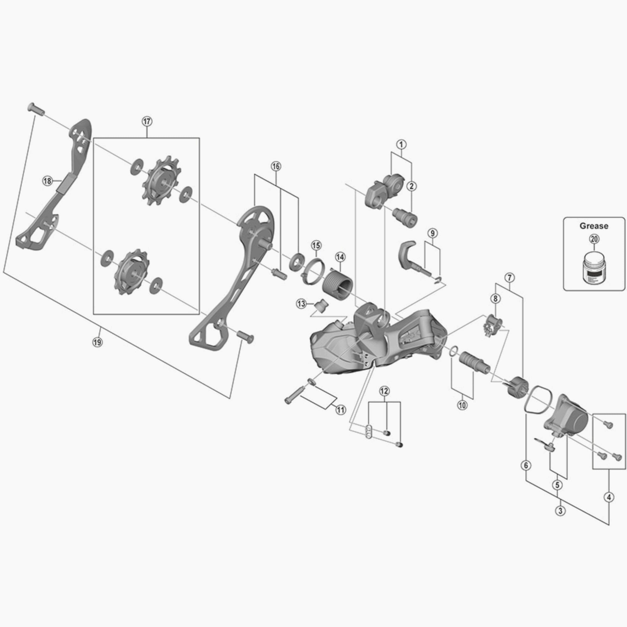 Shimano RD-RX817 rear derailleur switch lever unit, replacement component for Shimano bike rear mech system.