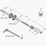 Shimano WH-MT501-CL bike wheel hub axle replacement, component for Shimano mountain bike wheel assembly.