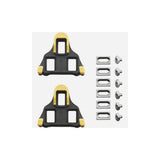 Shimano SM-SH11 SPD SL yellow cleats with 6-degree float and walkable design for cycling shoe pedal compatibility.