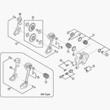 Shimano RD-6700 rear derailleur stroke adjusting screws and plate replacement parts for bicycle component repair.