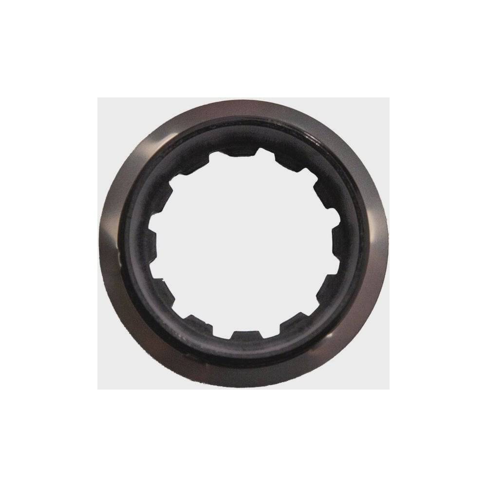 Shimano CS-R8100 lock ring and washer set for cassette, genuine Shimano spare components, close-up of metal parts.