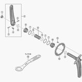 Shimano FC-MT511 left hand crank arm for mountain bike, 165mm replacement component, black metal bicycle part.