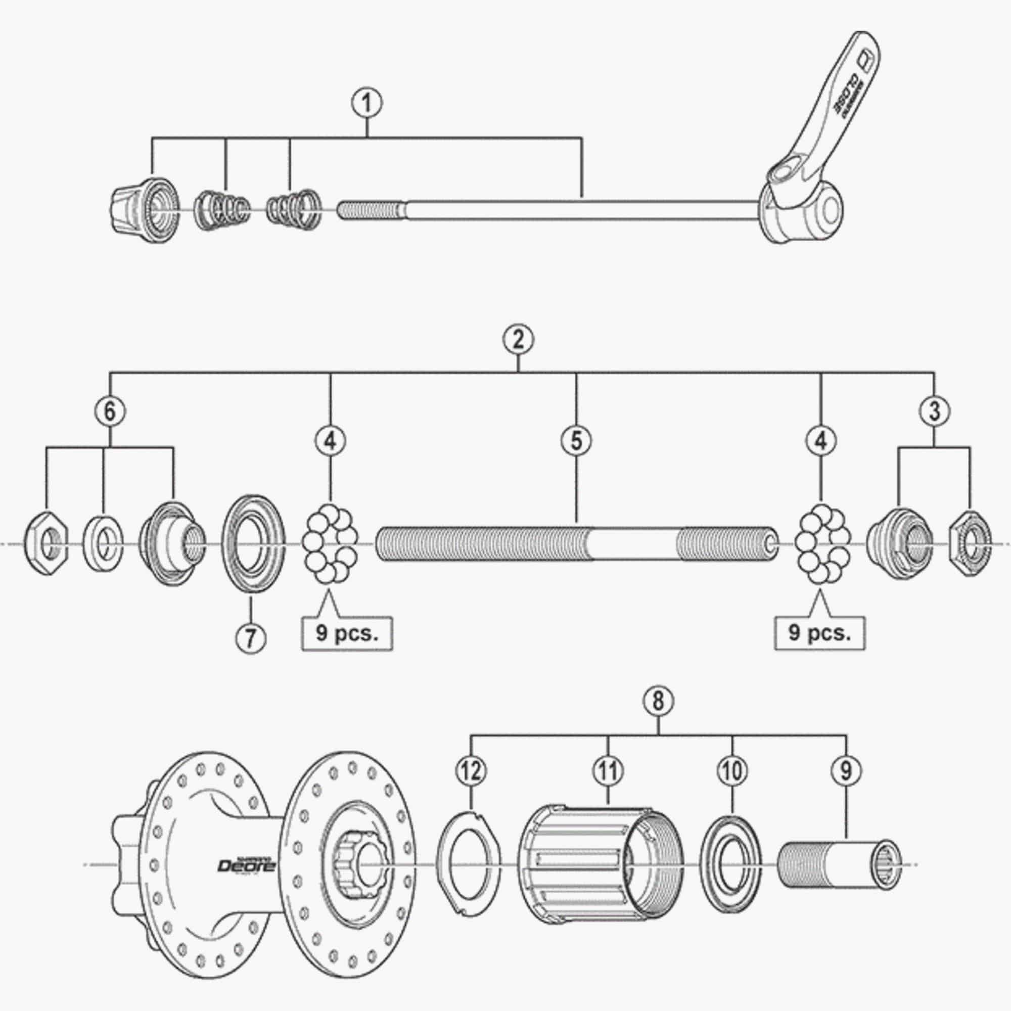 Shimano Fh-M525A Complete Freewheel Body Hub Spares