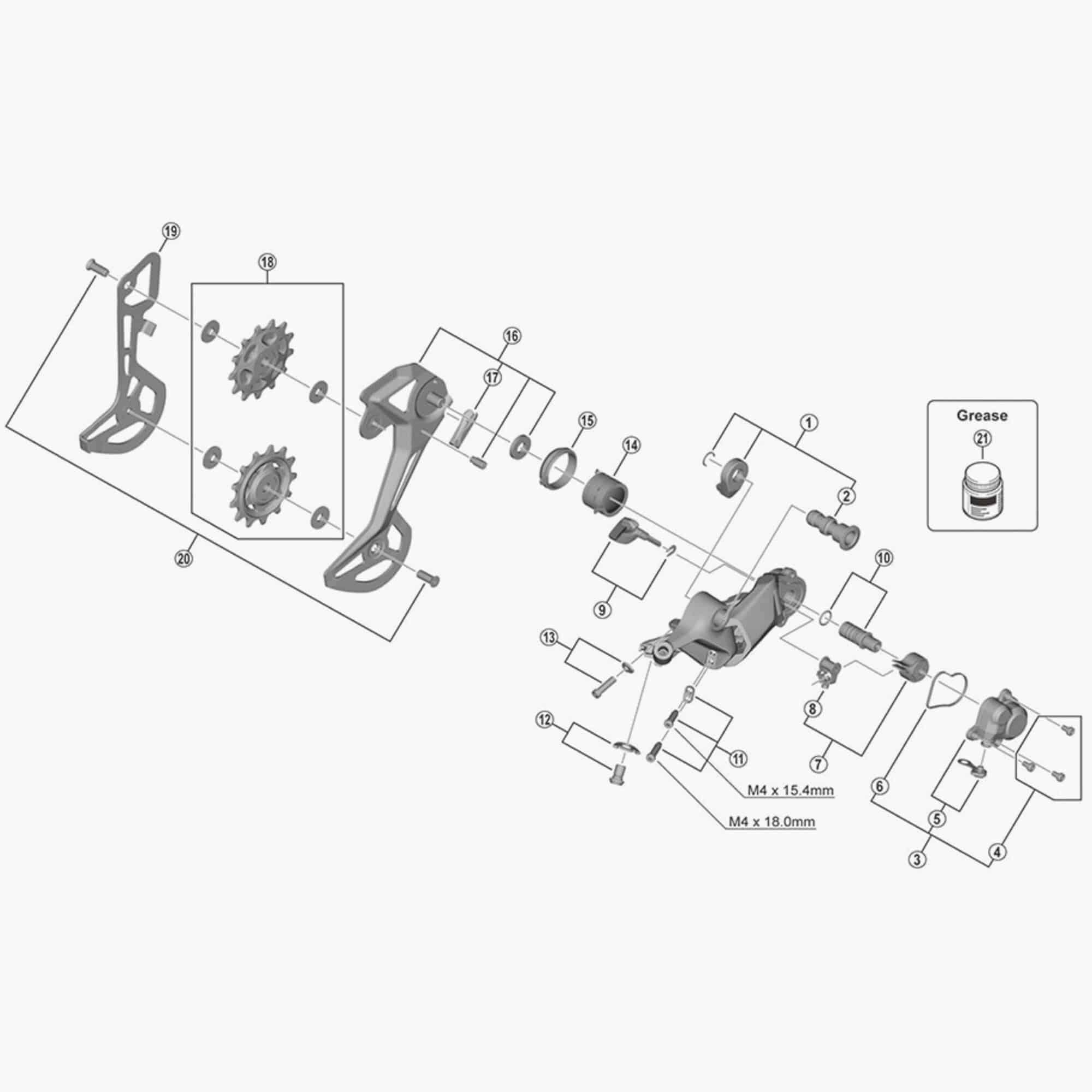 Shimano RD-M8130-SGS rear derailleur P-cover unit replacement part for Shimano mountain bike rear mech components.