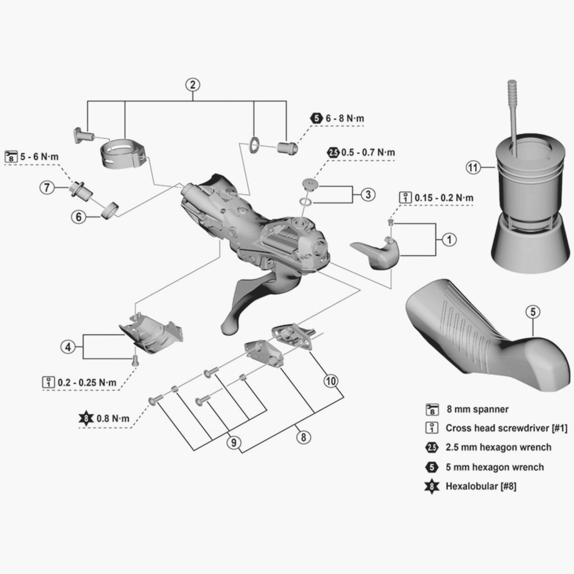 Shimano ST-R9270 bleed screw and O-ring replacement components for hydraulic bike brake systems.