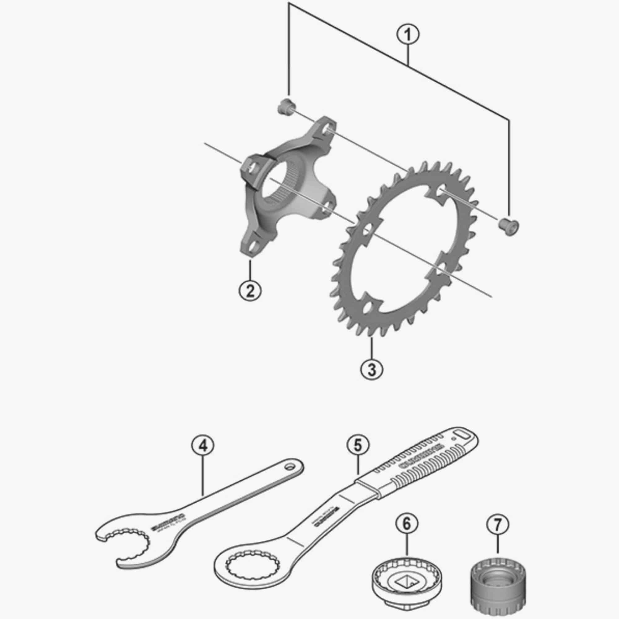 Shimano TL-FC430 chainring installation tool for DU-EP801 and DU-EP600 bike cranksets, workshop use, durable Shimano spares tool