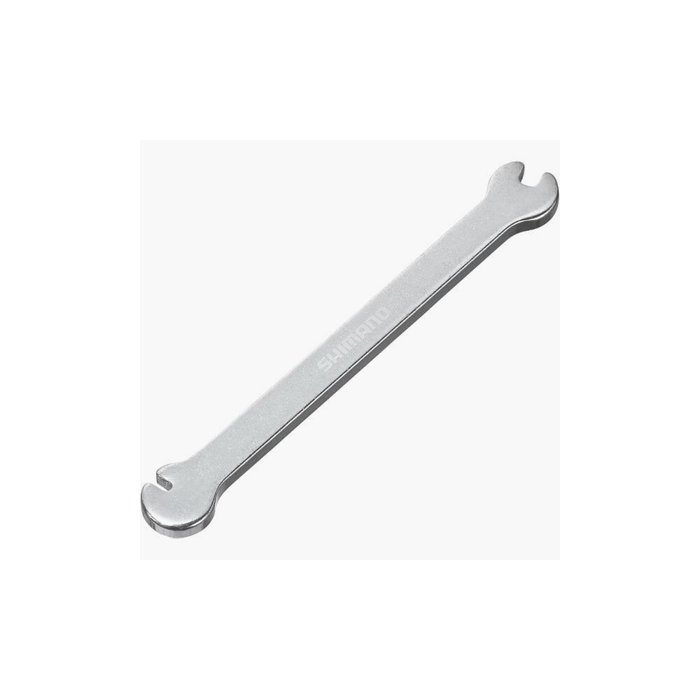 Shimano TL-WHR92 3.4mm nipple wrench for spoke adjustment and wheel maintenance, shown in a workshop setting.
