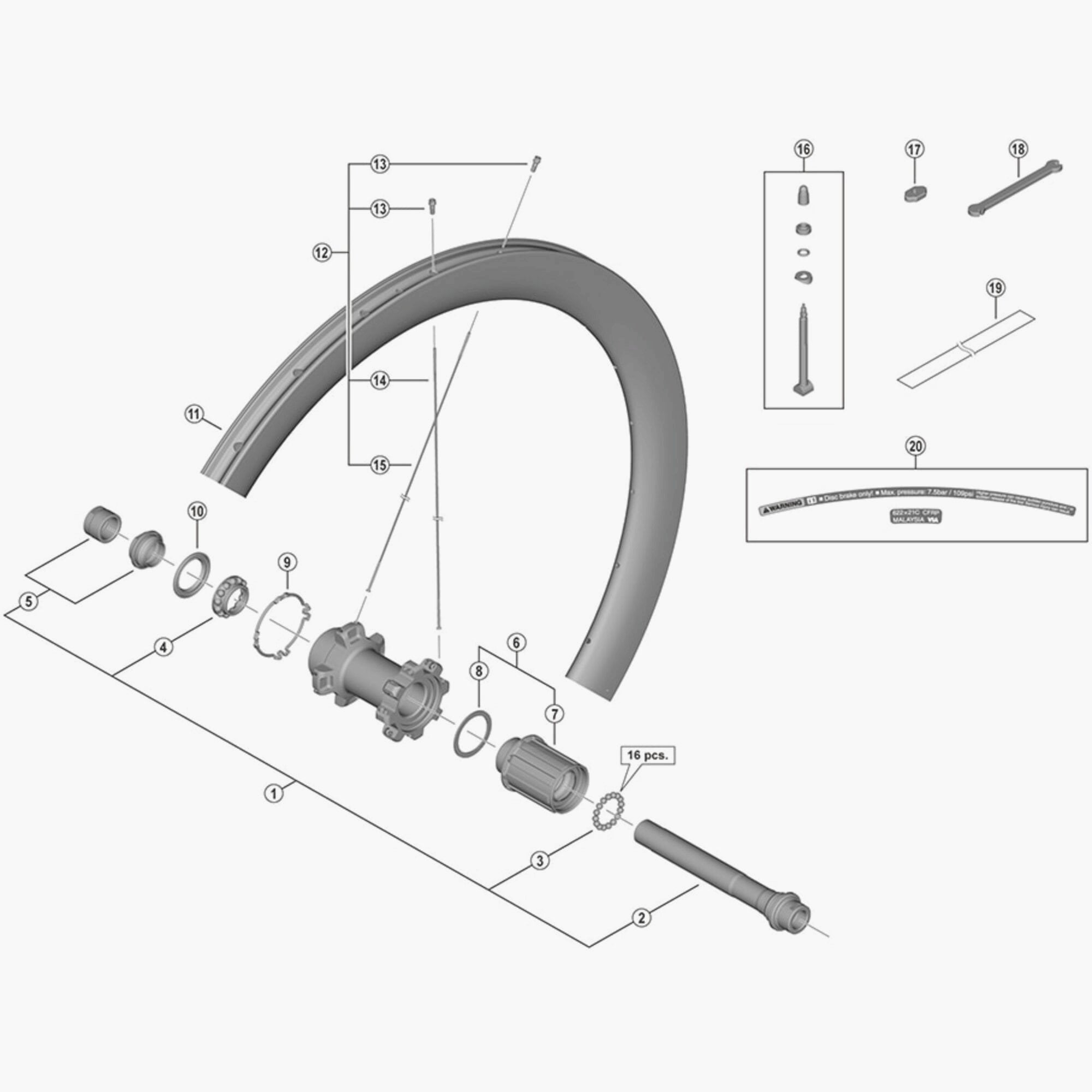 Shimano WH-R8170-C50-TL-R left hand spoke, 253mm, replacement bicycle wheel component with spokes for Shimano wheels.