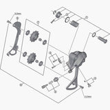 Shimano RD-M430 rear derailleur pulley bolt set showing metal bolts and components for bike gear shifting repair.
