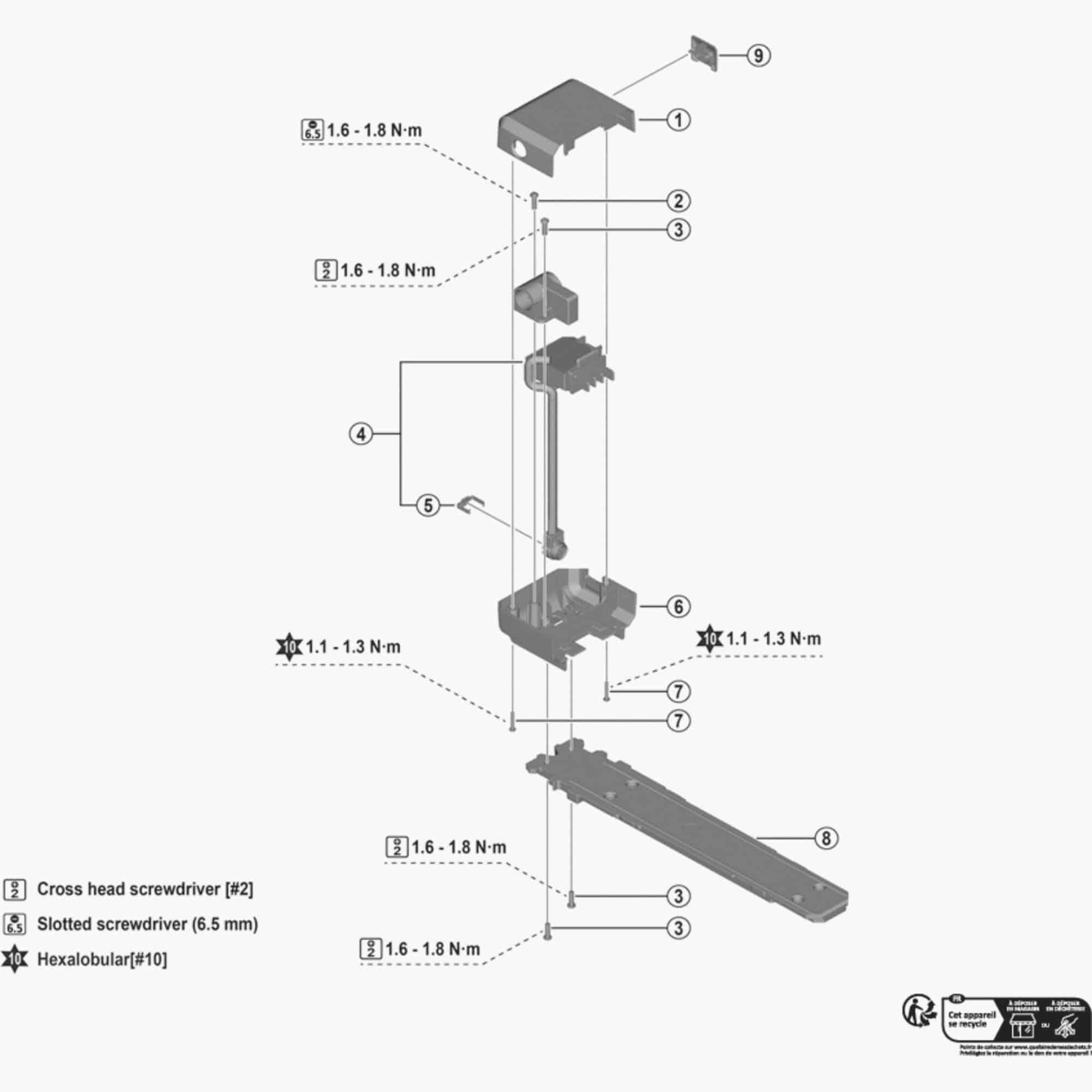 Shimano Spares BM-EN800 e-Bike transmission replacement lever for smooth shifting, close-up of the component on a white background.