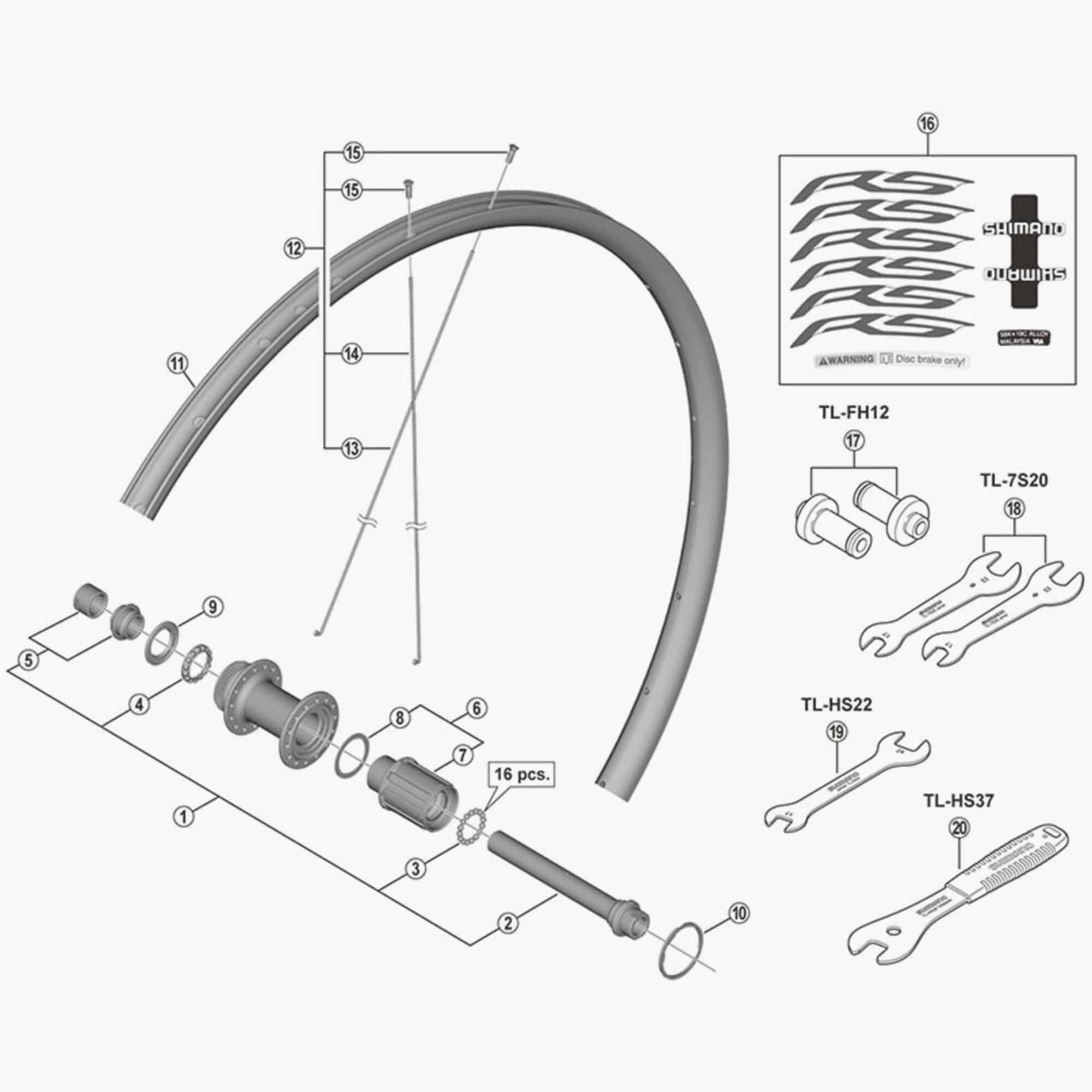 Shimano FH-RS470 left hand lock nut and cone with dust cover, spare bicycle wheel components, Shimano Spares.