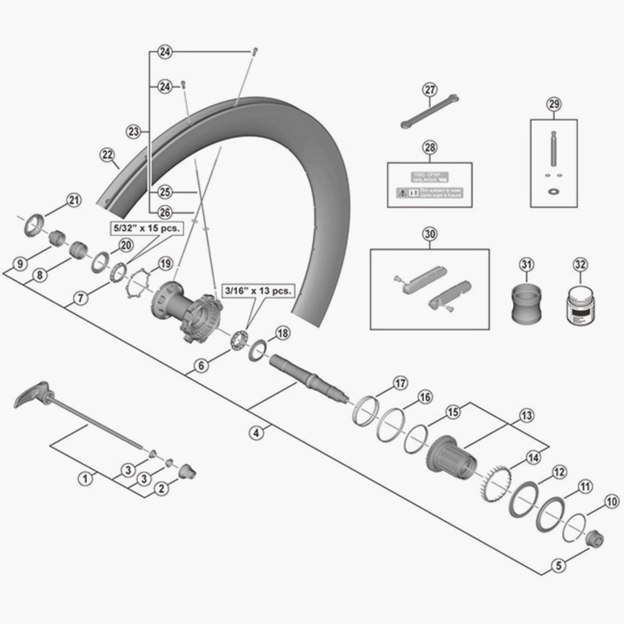 Shimano WH-R9200-C60 left hand spoke, 246mm, replacement component for wheel maintenance, Shimano Spares.