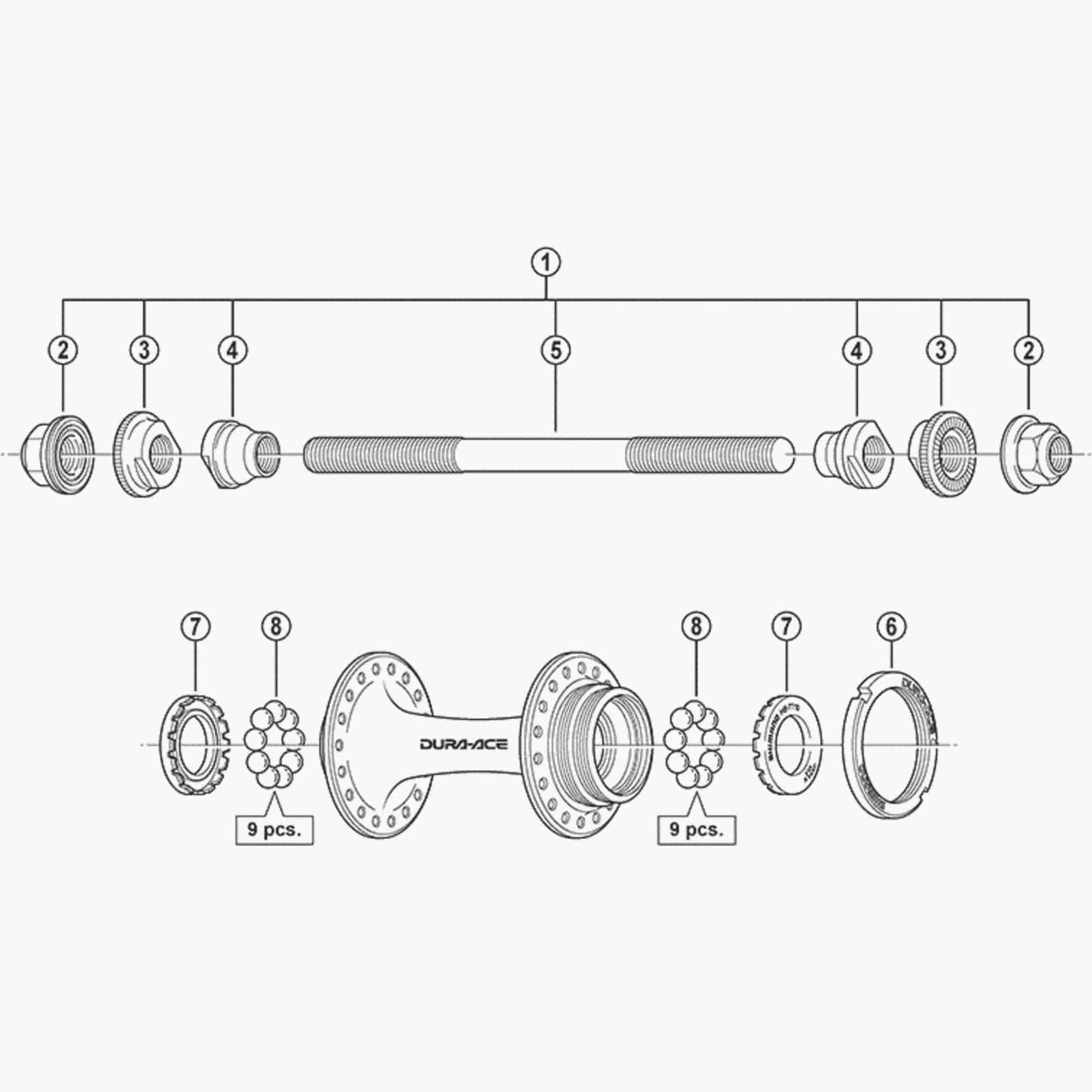 Shimano stainless steel 1/4 inch ball bearings pack of 18 for bike hubs and wheels, showcasing shiny metal components.
