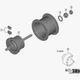 Shimano 3/16 inch ball bearings pack of 20 for bike hubs, genuine Shimano spare components, close-up of bearings in packaging.