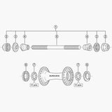 Shimano stainless steel 3/16 inch ball bearings pack of 22 for bike hubs, showing individual bearings in a component package