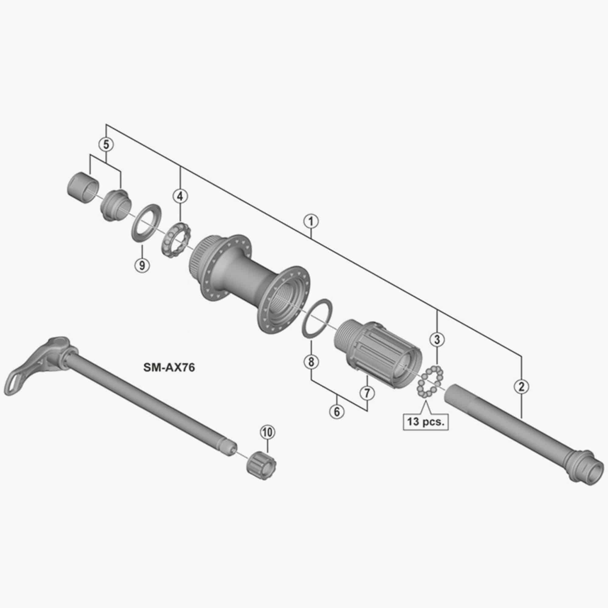 Shimano Spare Fhm788 Complete Hub Axle