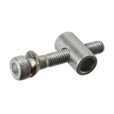Thomson replacement nut, bolt, and washer set for seatpost stem maintenance, showing metallic components arranged together.