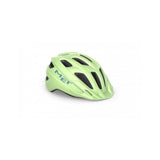 Kids helmet by MET with LED light, extended coverage, and ventilation for safety and comfort during outdoor activities.