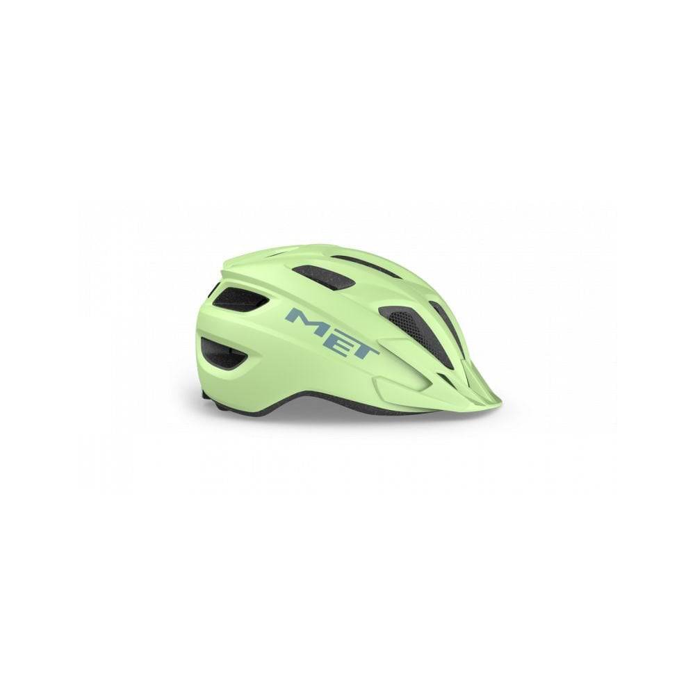 Kids helmet by MET with LED light, extended coverage, ventilation, and adjustable straps for safety and comfort.