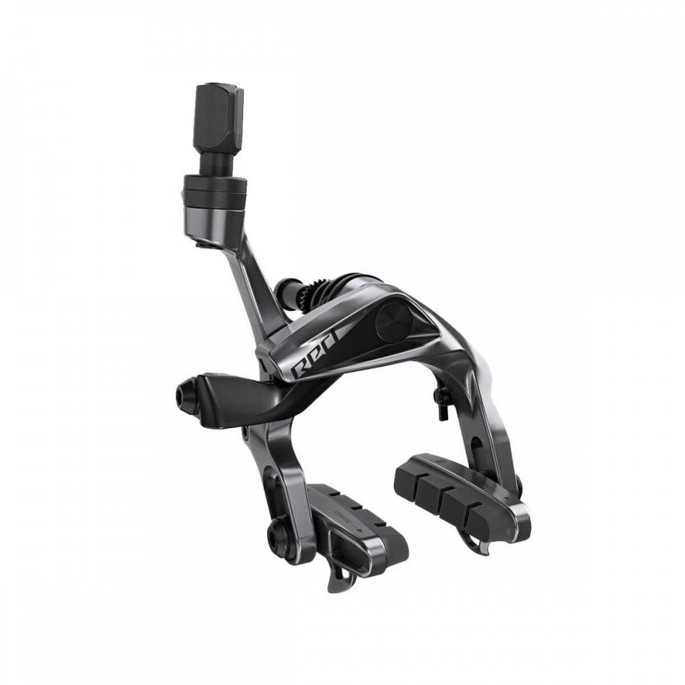 SRAM RED D1 mechanical road bike brake caliper with AeroLink technology, showing sleek design and mounting hardware.