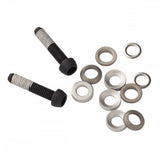 Pair of SRAM Road Titanium T25 17mm flat mount caliper bracket mounting bolts, durable titanium components for bike brake setup.